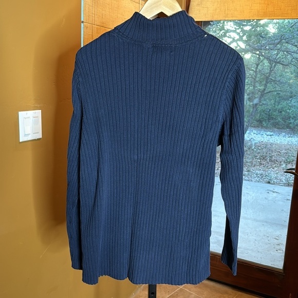 JL Studio Jessica London Navy Blue Ribbed 100% Cotton Turtleneck Sweater Size 1X - Picture 6 of 8